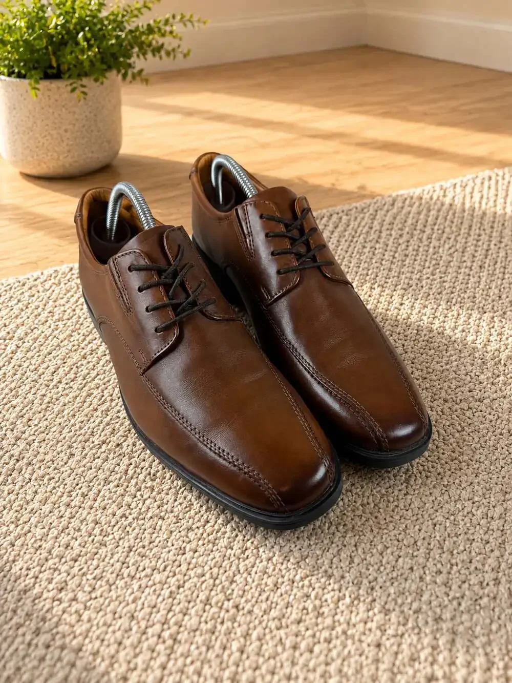 Clarks Tilden Walk Mens 9 M Dark Tan Brown Leather Oxford Dress Shoes